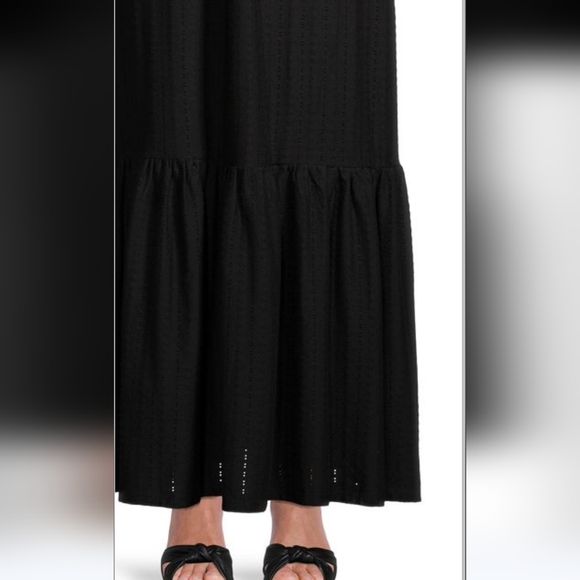 NWT Betsey Johnson dress black eyelet flutter ruffle maxi dress Medium - Picture 4 of 10